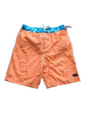 Big Chill Peach Swim Trunks with Blue Waistband Teen Boy 18